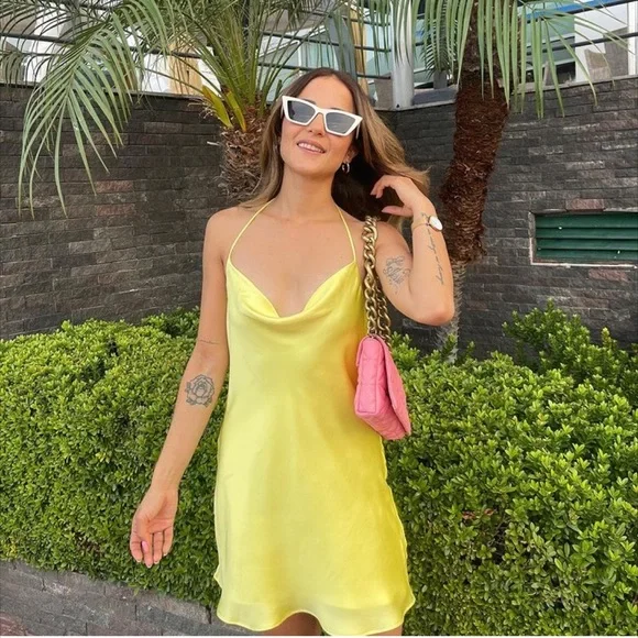 zara yellow satin mini dress Zara SATIN DRESS - Yellow | ZARA United States
